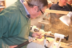 Dave Line working on the shaft of a goblet, here he is getting close to completion.