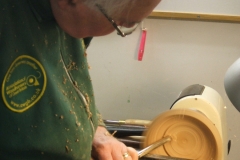John Ruickbie working the inside of his bowl, here he's almost finished with the cuts.
