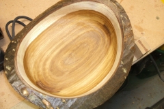A final view of Bob Chisholm's finished Natural Edged Laburnum bowl.