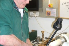 Here we have Dave Line as he makes his first cuts on his goblet blank.