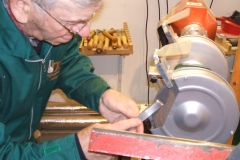 Here I'm re-grinding the bevels on a skew, both sides had been hollow ground.