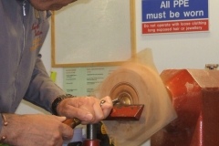 Using a skew Mark trimmed the edge of the metal leaf.