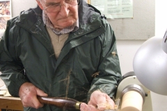 This is Bob Chisholm making a start on his 2 projects, Bob was to make a Christmas tree and a candle holder.