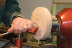 Now I'm forming the recess in the base for mounting on a chuck when I come to do the inside.