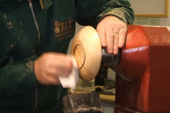 A coat of Melamine was used for the final finish, here I'm buffing the Melamine to a soft glow.
