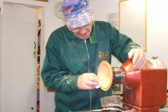 A final coat of Melamine finishes the plate, here I'm just buffing the finish to a soft glow.