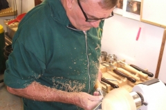Now Dave can be seen shaping the base of his bowl.