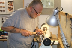 Free turner Colin MacKenzie as he makes a start on making wooden pens.