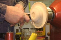 Here Andy can be seen sanding the underside.