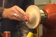 Here Andy is using a very fine sanding pad to finish off the sanding process.
