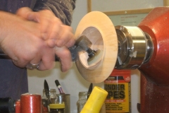 Andy started to sand the inside, again using a variety of grit sizes of discs.