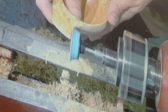 Here Andy holds the Quich as he used the power of the lathe to rotate the disc.