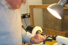 Bob working on a 2nd pen, this one was being made from a acrylic blank.