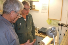 Here we have Errol Levings about to show Graham Charge the method used for long hole boring.