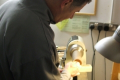 David Hutcheson on a second goblet, here he is sanding the inside of the cup.