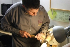 Here David Hutcheson is shaping the outside of a second goblet.