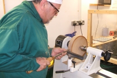 Another view of Colin as he works the outside rim with one of his tipped tools.