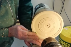 Here John is sanding all the surfaces on the face of his clock.