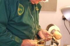 Here we have John Ruickbie as he starts to make a wooden apple from a piece of Cherry wood.