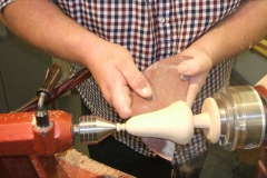 Here Richard can be seen sanding his pear, and looking good for a first attempt.