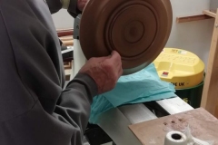 The base of Bill's platter being sanded