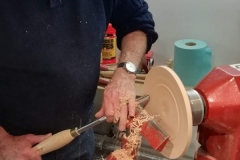 As the platter got closer to being finished, David did some of the finishing cuts.