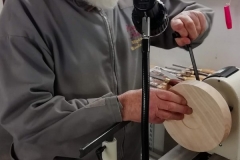 Here we have Douglas Stewart mounting his blank to the lathe.