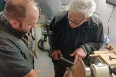 Here Richard is getting some advice from Errol Levings on the procedure for making the platter.