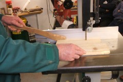 Here John is putting the push stick to use with his left hand and used an additional piece of wood in his right hand to hold the wood against the fence.