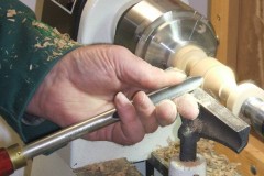 Here John is using a gouge to do some of the initial shaping.