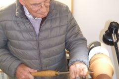 Here we have Bob Chisholm as he makes a start on his table lamp, Bob was working on a single piece of wood for his base.