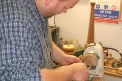 Here we have Richard Comfort as he makes a start on his lamp base, Richard was to use more than one piece.