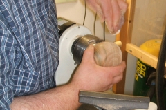 Richard fitting one of his pieces on the chuck.