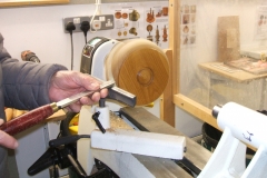 Here we have Bob Chisholm starting work on a Laburnum natural edged bowl.