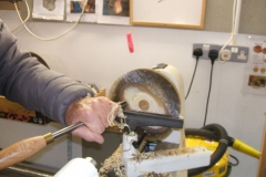 Here is Bob Chisholm taking the inside out of his Laburnum bowl.