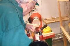 Here I can be seen working the inside of the Leylandii bowl.