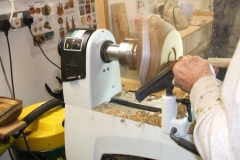 Bob made a start on another natural edged bowl.