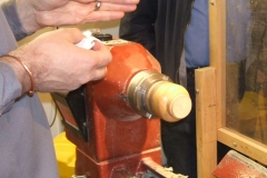 Here Mark has shaped the outside and made a short spigot on the bottom, this would be used to hold the item when turned around.