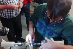 Here we have David Hobson sanding the barrels of his pen.