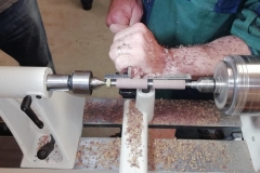 Here we can see David uses a mandrel that allows for both barrels to be mounted at the same time.
