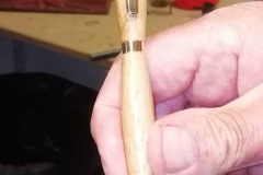 One of David Hobson's finished pens, this one is made from Iroko.