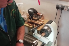 Here we have Dave line, as he starts his pen making, drilling the 7mm hole for the brass tube.