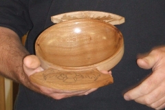 This is one of David's almost finished Quaich's, still some carving to do.