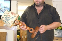 Here we have Richard Comfort showing a table lamp his grandfather made made many years ago.