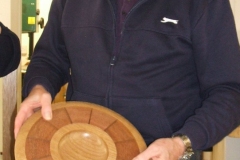 Here we have Bill Munro, Bill is well known in the club for his laminated work, here he is showing a plate he had made.