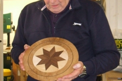 This is another of Bill's entries, a plate stand made from 3 different timbers.